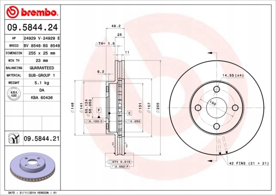 DISCS PADS BREMBO - TOYOTA COROLLA VERSO 255MM photo 2 - milautoparts-fr.ukrlive.com