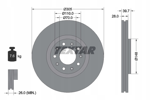 DISCS PADS TEXTAR FRONT - ALFA ROMEO 159 305MM photo 2 - milautoparts-fr.ukrlive.com