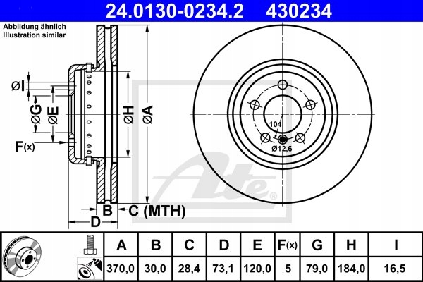 DISQUES SABOTS DE FREIN ATE AVANT - BMW 3 F30 F31 370MM photo 2 - milautoparts-fr.ukrlive.com