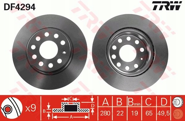 DISCS PADS TRW FRONT - SKODA OCTAVIA II 280MM photo 2 - milautoparts-fr.ukrlive.com