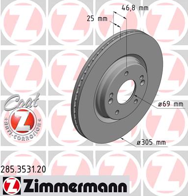 ZIMMERMANN DISCS FRONT TUCSON III SPORTAGE IV 15- photo 3 - milautoparts-fr.ukrlive.com