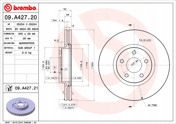 BREMBO DISCS FRONT FORD MONDEO IV 4 300MM ALL KRK photo 3 - milautoparts-fr.ukrlive.com