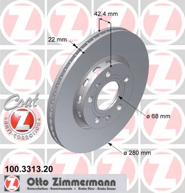 ZIMMERMANN DISCS REAR AUDI A8 WV PHAETON 280MM KRK photo 2 - milautoparts-fr.ukrlive.com