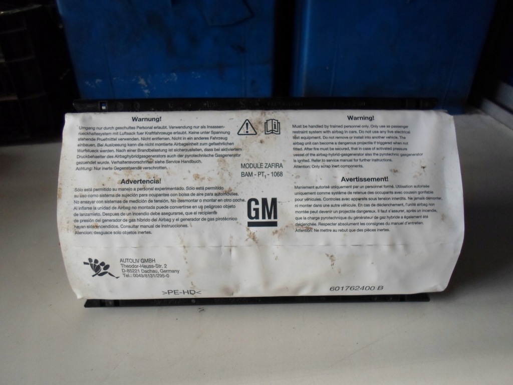 фото №1, Подушка пассажира подушка безопасности opel zafira b